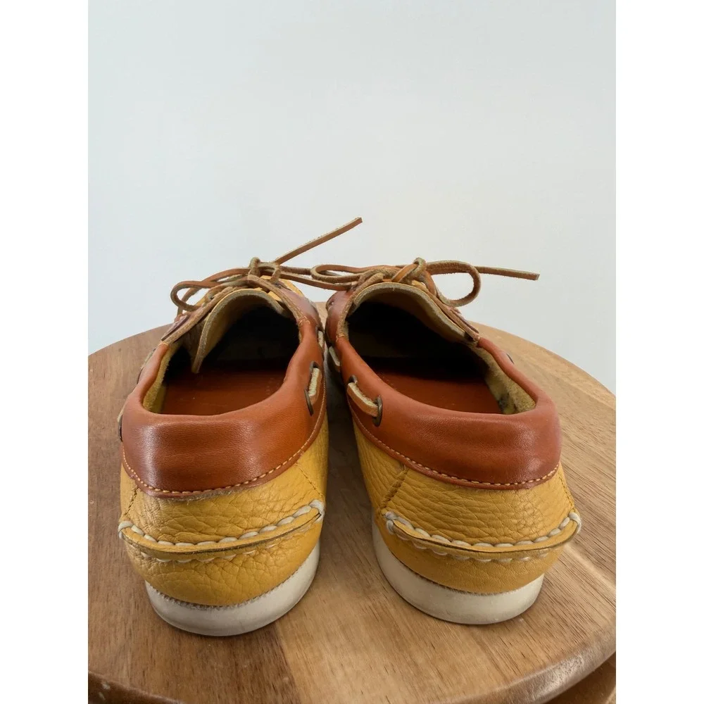 Dooney & Bourke Mens All Weather Leather Boat Shoes Yellow Tan 7 M 97767 USA